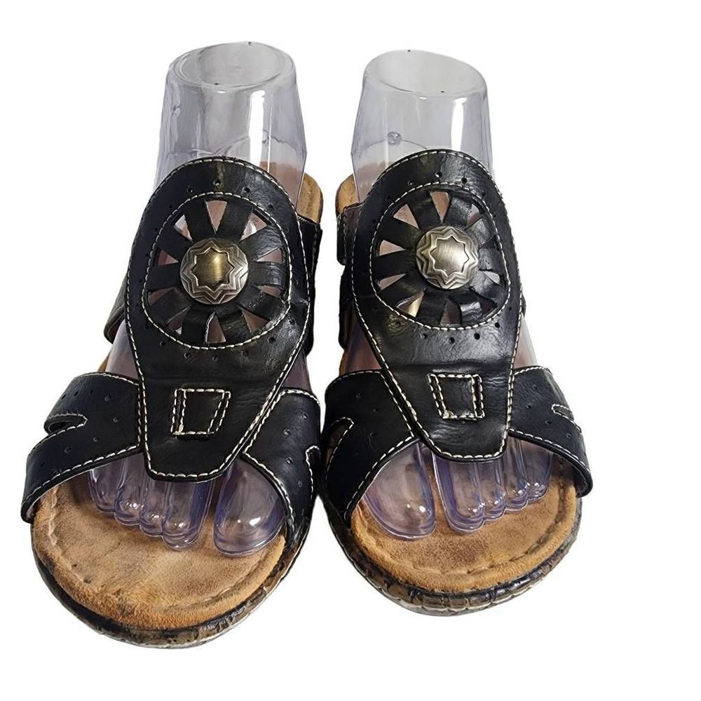 Natural Soul by Naturalizer Size 9.5 Black Platform Sandals Comfort Shoes